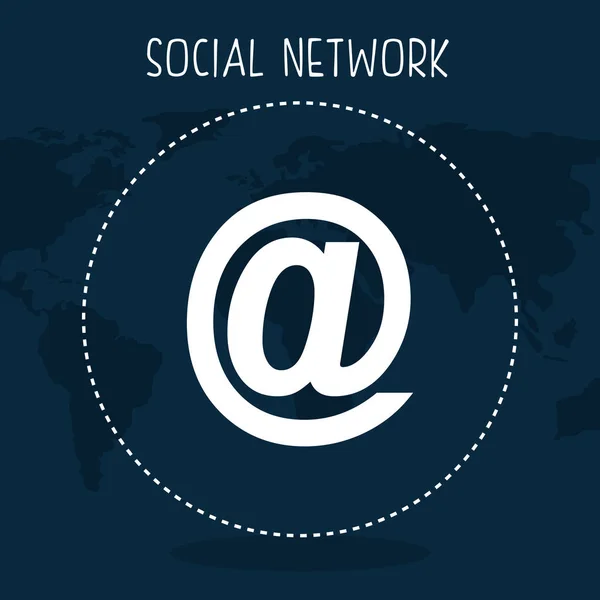 Soziales Netzwerk mit Planet und Arroba — Stockvektor