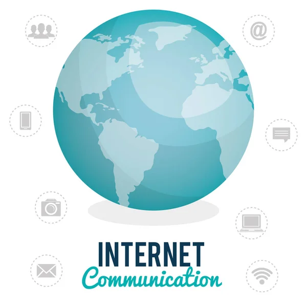Planeta mundial com ícones de conexão à internet — Vetor de Stock