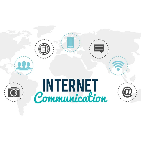 Connessione internet con le icone dei social media — Vettoriale Stock