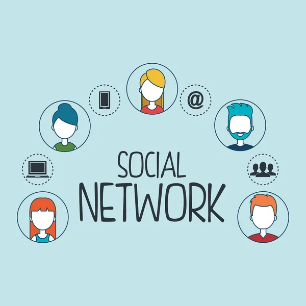 Soziales Netzwerk setzt Symbole — Stockvektor