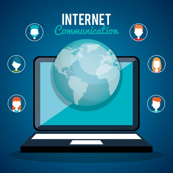 Portátil con comunicación a Internet — Vector de stock