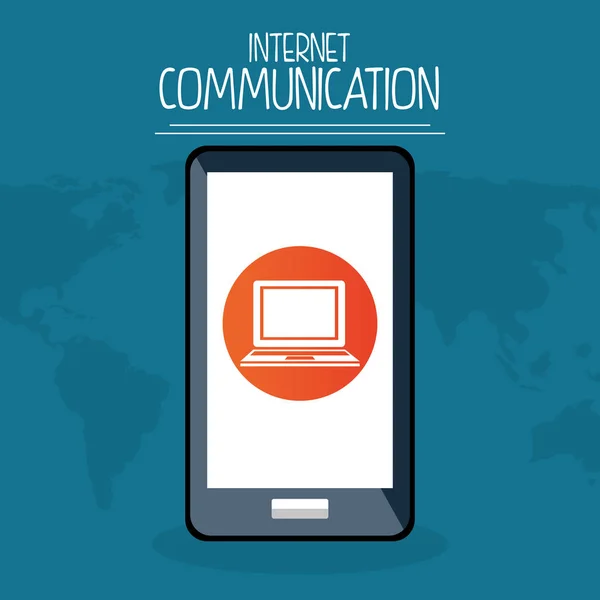 Smartphone con comunicazione internet — Vettoriale Stock