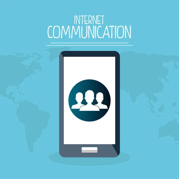 Smartphone con comunicazione internet — Vettoriale Stock