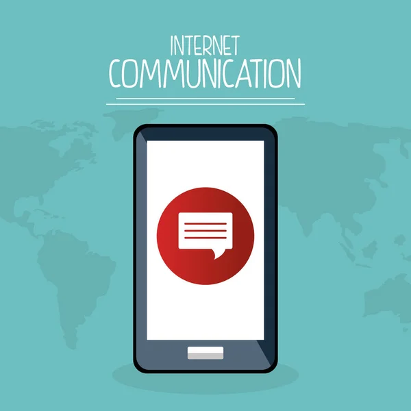 Smartphone con comunicación a Internet — Vector de stock