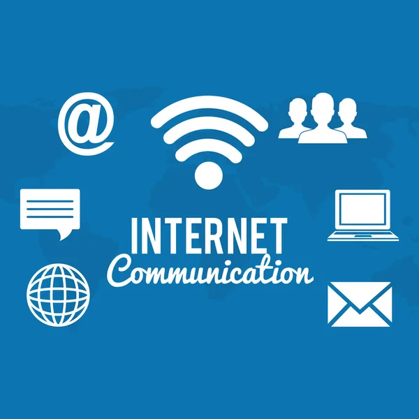 Ícones de conjunto de comunicação Internet — Vetor de Stock