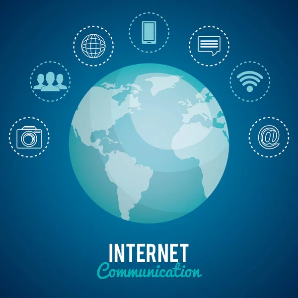 Pianeta del mondo con comunicazione internet — Vettoriale Stock