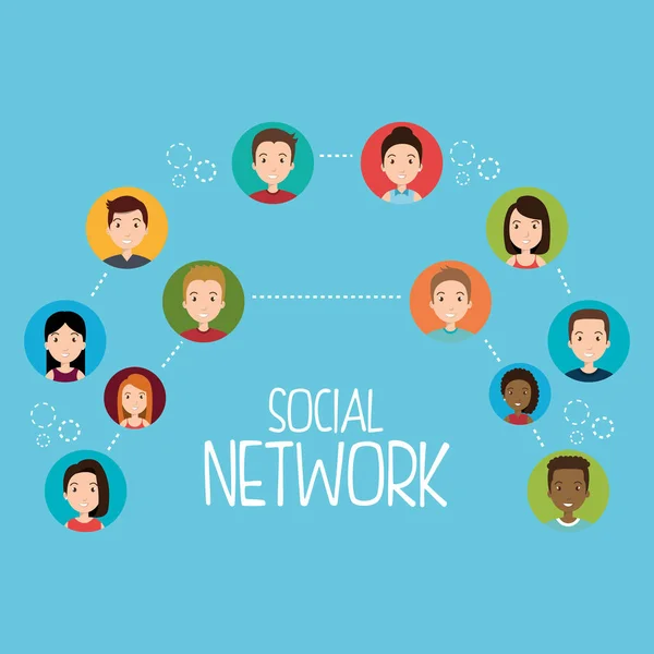 Szociális hálózat közösségi emberek — Stock Vector