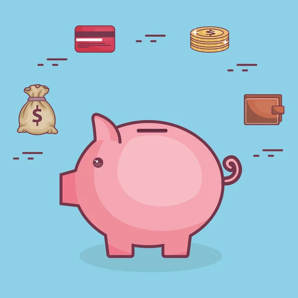 Economizar dinheiro conjunto ícones —  Vetores de Stock