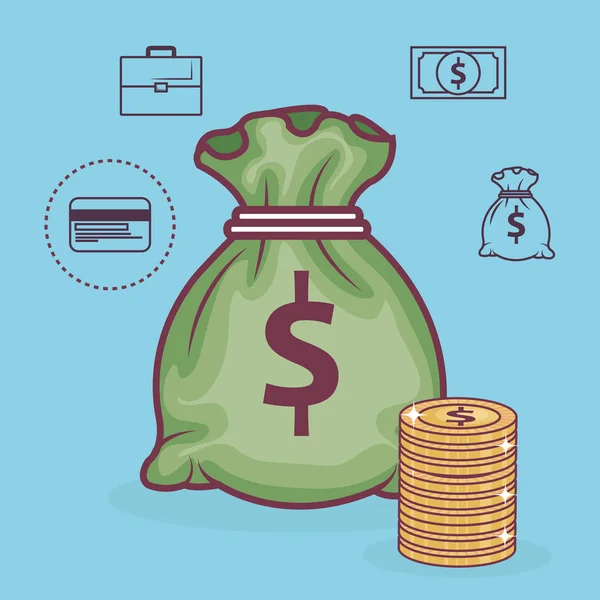 Économiser de l'argent ensemble icônes — Image vectorielle