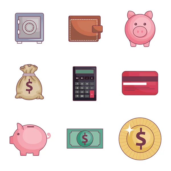 Save money set icons — Stock Vector