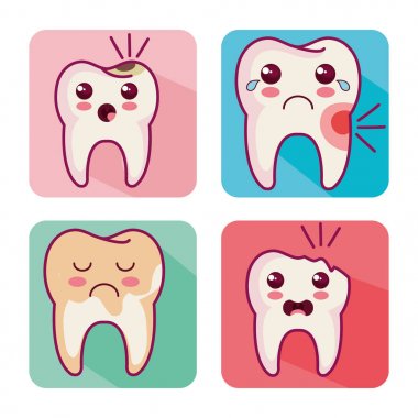 Diş Bakımı kawaii karakterler