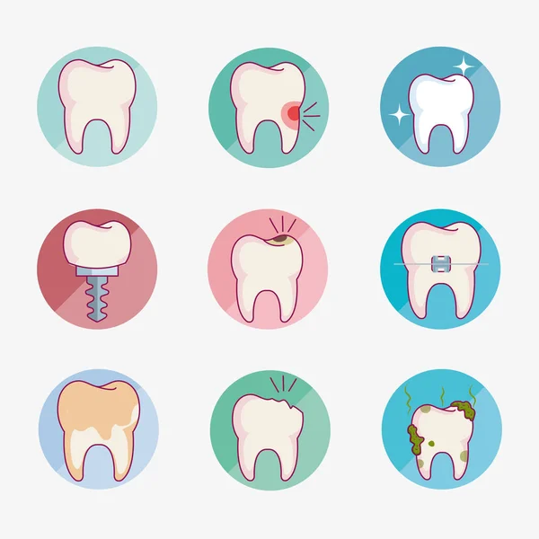 Zahnpflege setzt Symbole — Stockvektor