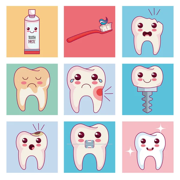 Набір іконок стоматологічного догляду — стоковий вектор