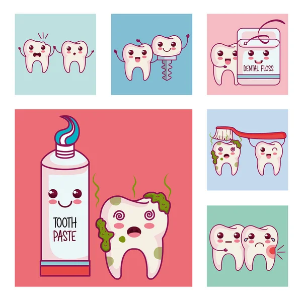 Cuidado dental conjunto de iconos — Archivo Imágenes Vectoriales