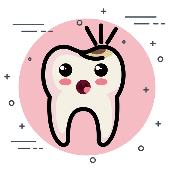 Cuidado dental caracteres kawaii — Vector de stock