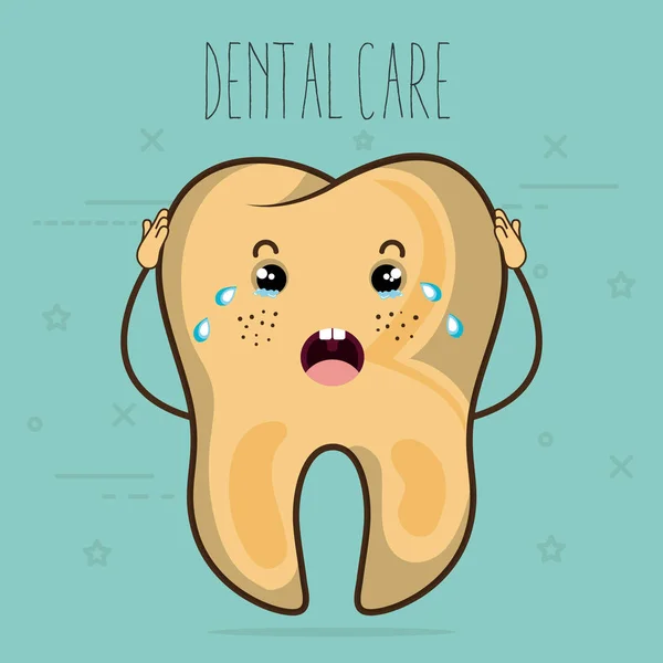 Cuidado dental kawaii comi carácter — Vector de stock