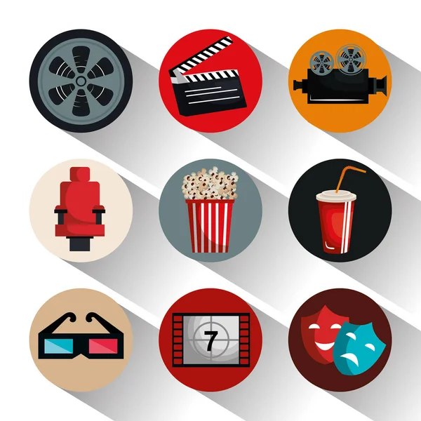 Cinema entertainment set icons — Stock Vector