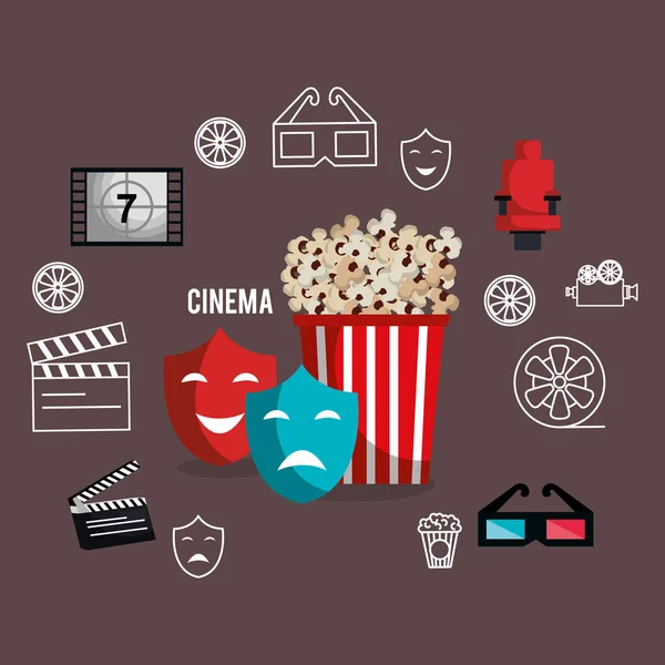 Set de entretenimiento de cine iconos — Vector de stock