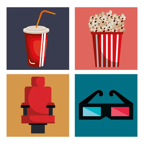 Set de entretenimiento de cine iconos — Archivo Imágenes Vectoriales