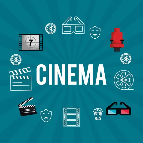 Cinéma divertissement set icônes — Image vectorielle