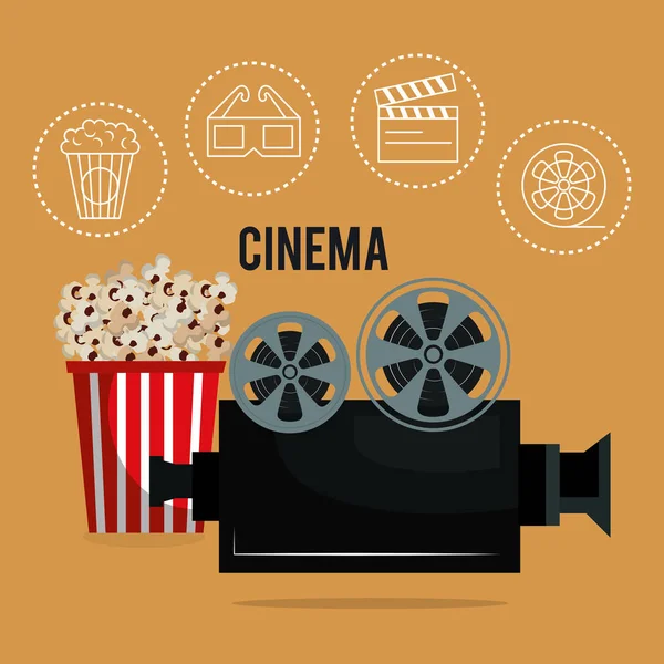Ícones de cinema entretenimento conjunto — Vetor de Stock
