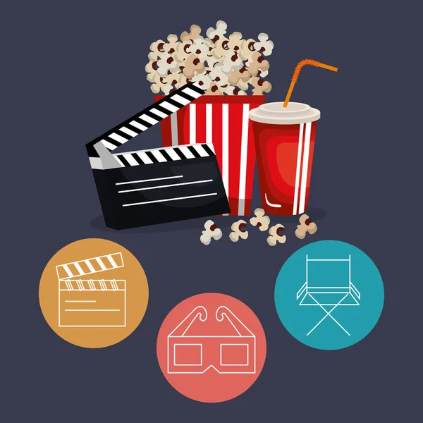 Kino zábavy sada ikon — Stockový vektor