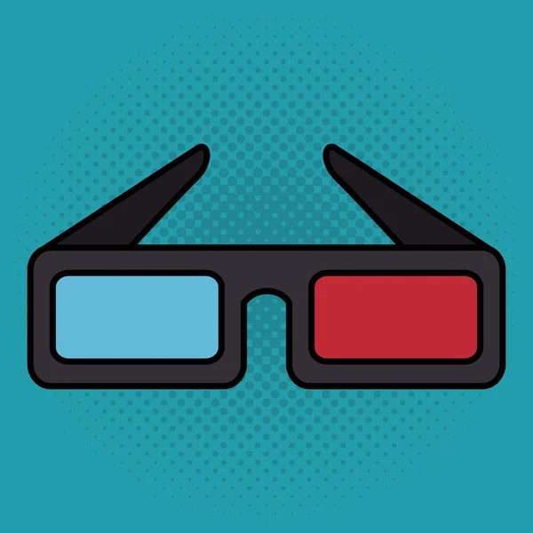 Cinéma lunettes 3D icône de divertissement — Image vectorielle