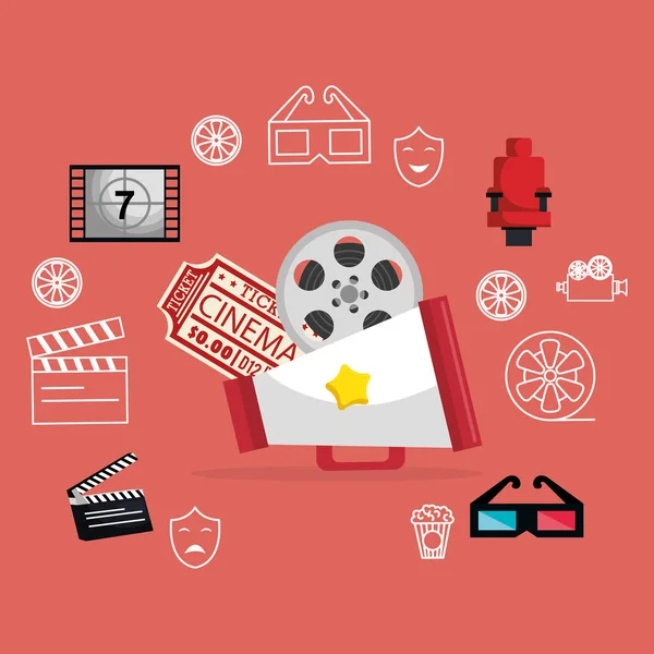 Set de entretenimiento de cine iconos — Vector de stock