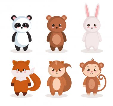 sevimli set hayvanlar karakterler