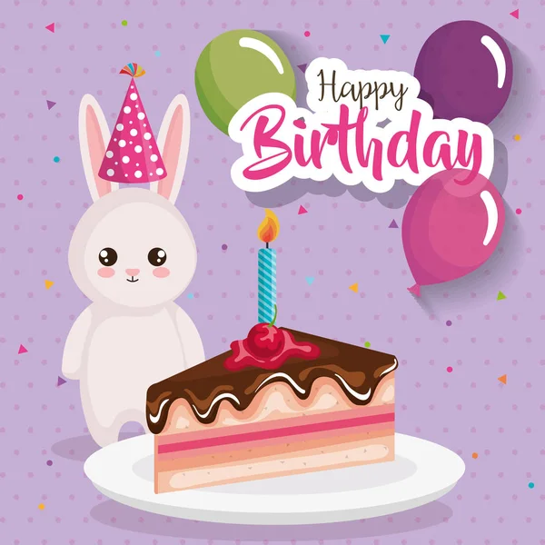 Šťastné narozeninové přání s králíkem — Stockový vektor