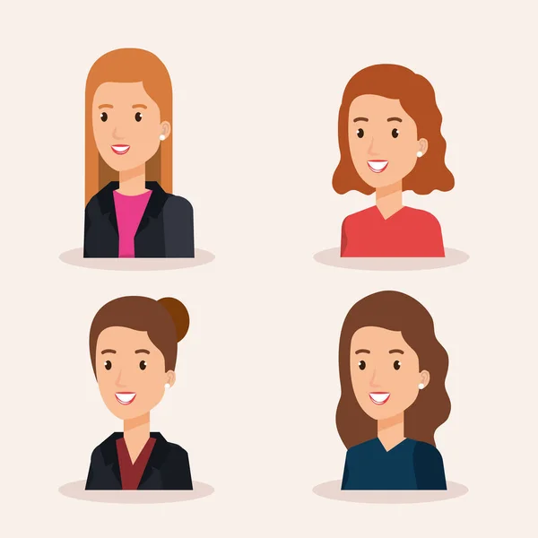 Group businesswomen avatars characters — Stock Vector