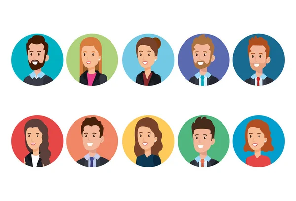 Mensen uit het bedrijfsleven groep avatars tekens — Stockvector