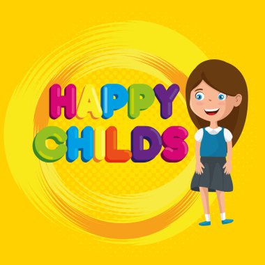 küçük kız mutlu childs karakter etiket