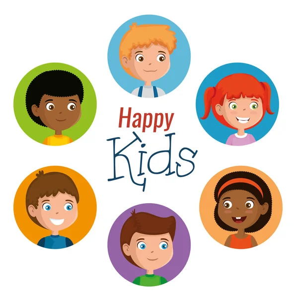 Boldog gyerekek karakterek csoportja — Stock Vector