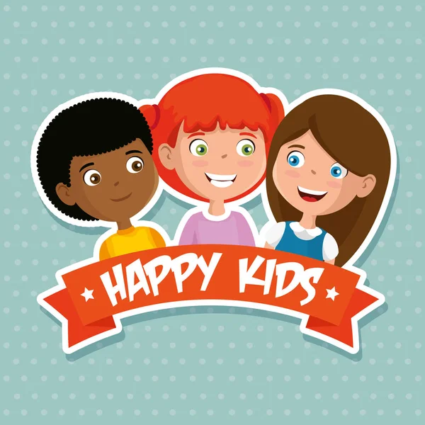 Group of happy kids characters — Stock Vector