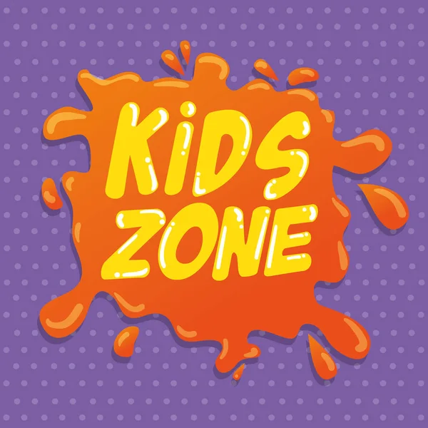 Kids zone címke splash ikon — Stock Vector