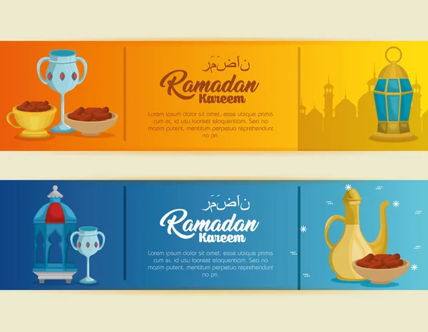 Ramadan kareem karty z ikony — Wektor stockowy
