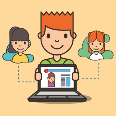 çizgi film çocuk ekran sohbet üzerinde dizüstü Web sitesi kızla