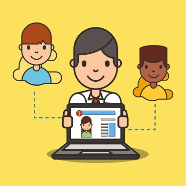 çizgi film çocuk ekran sohbet üzerinde dizüstü Web sitesi kızla