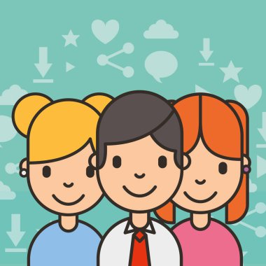 Grup gençler sosyal medya arka plan insanlar