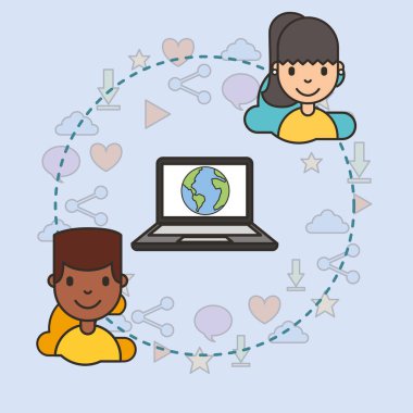 sosyal medya teeenagers dünya üstünde perde ile dizüstü bilgisayar ile bağlı