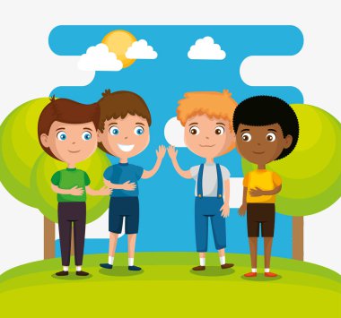 küçük çocuklar mutlu karakterler