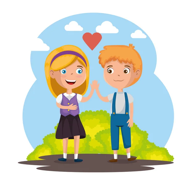 Heureux enfants couple personnages — Image vectorielle