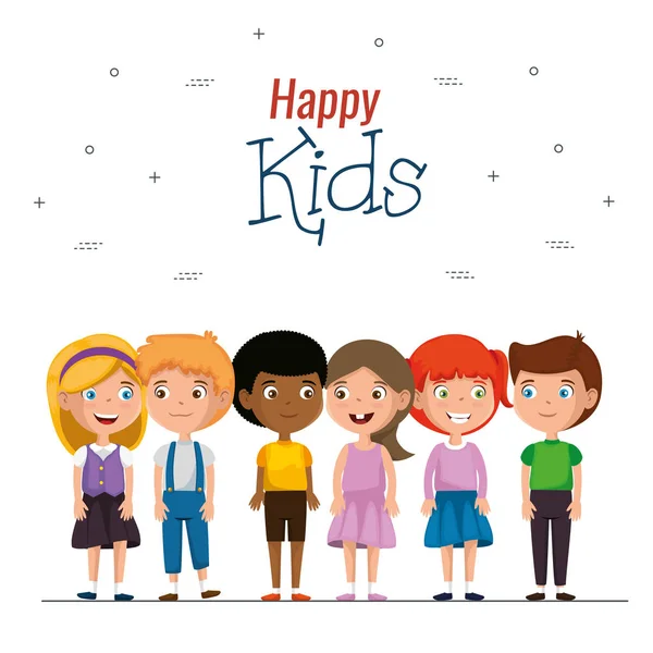 Grupo de niños felices personajes — Archivo Imágenes Vectoriales