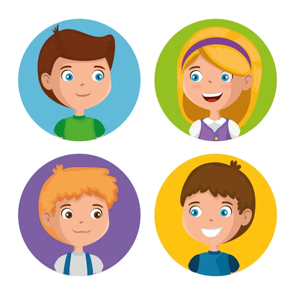 Group of happy kids characters — Stock Vector