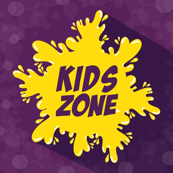 Kinder Zone Etikett Splash Ikone — Stockvektor