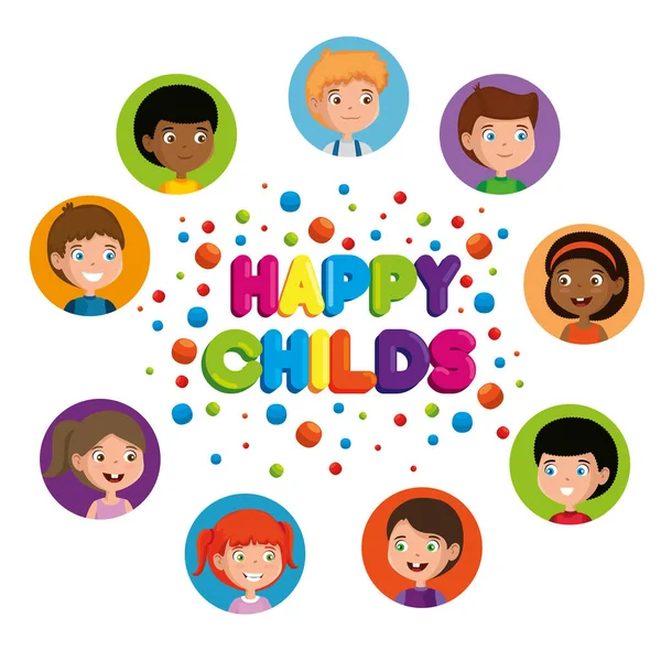 Group of happy kids zone characters — Stock Vector