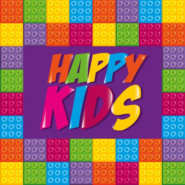 快乐儿童标签与玩具砖 — 图库矢量图片