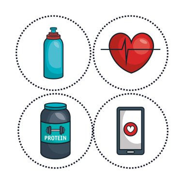 spor salonu ekipman düz simgeler