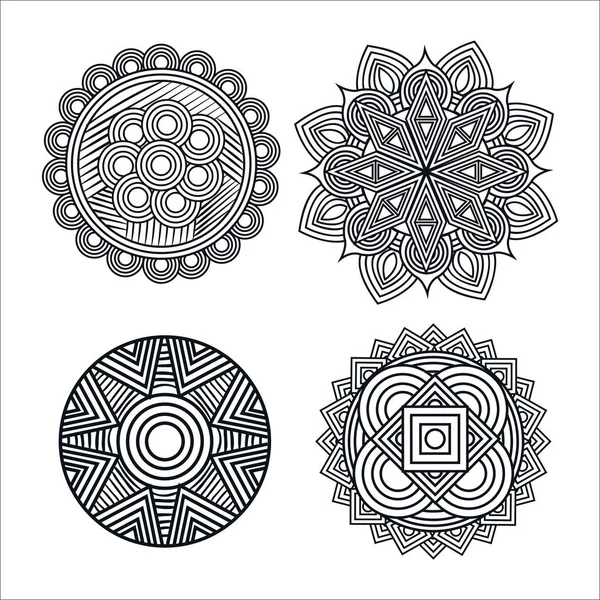 Mandale monocromo arte conjunto estilos — Vector de stock